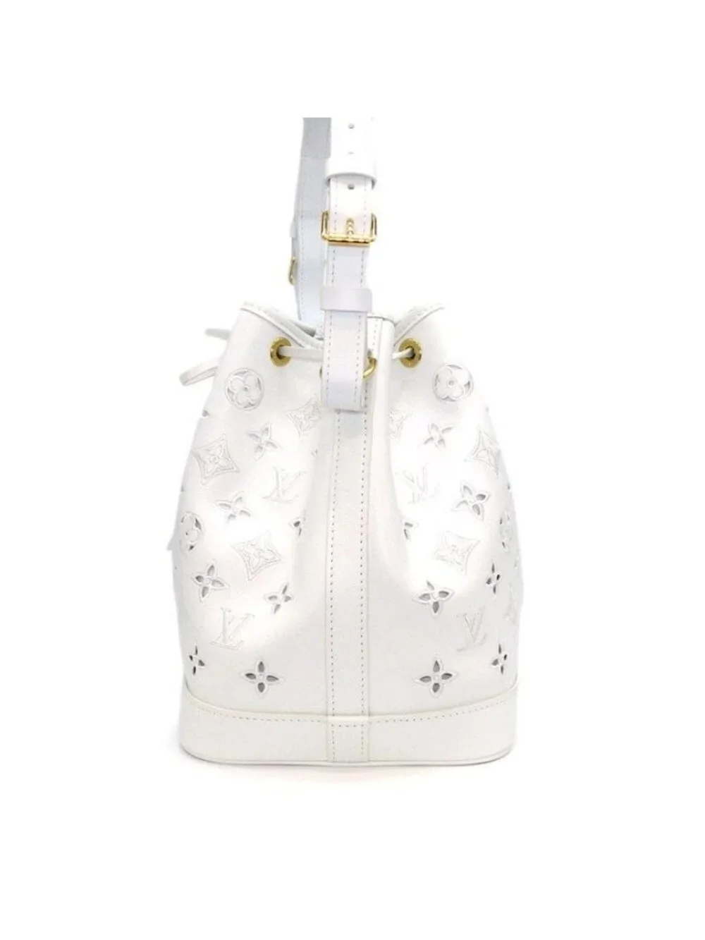 Louis Vuitton Shoulder Bag Noe PM LV Broderie Anne Gray White Cuffleather Gold